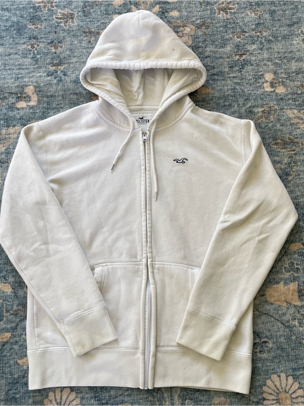 Hollister White Zip-Up Hoodie Sweatshirt